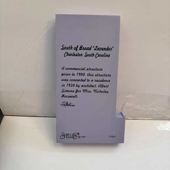 Shelia's South of Broad Lavender Charleston SC Wooden House CHS63 1997 Boxed - Picture 3 of 8